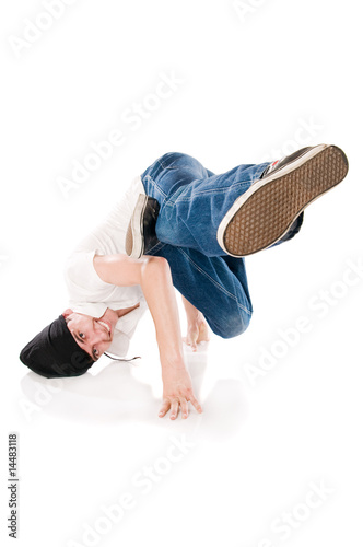 Smiling breakdancer photo