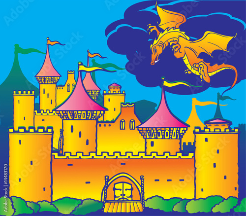 Magic castle and dragon