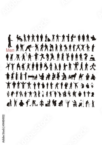 vector silhouettes of realistic people (men) - useful collection