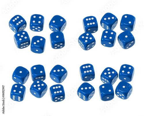 Blue 6 sided dice sets