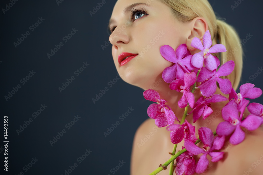 Woman with orchid