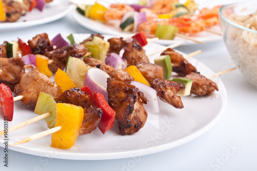 chicken and vegetables kebabs