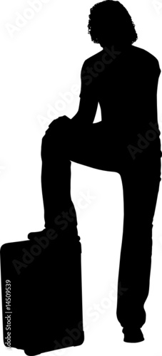 silhouette man with suitcase