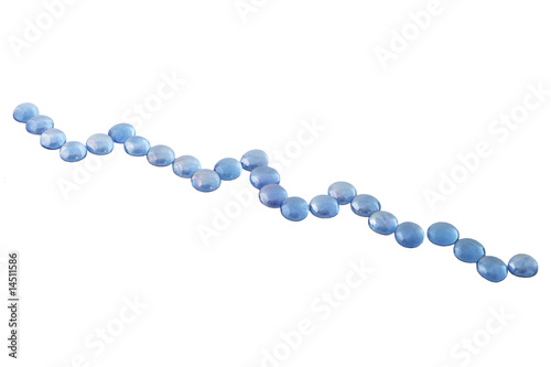 descending curve made from glass drops for business chart