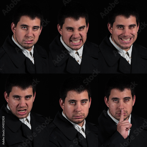 Multiple faces on black background