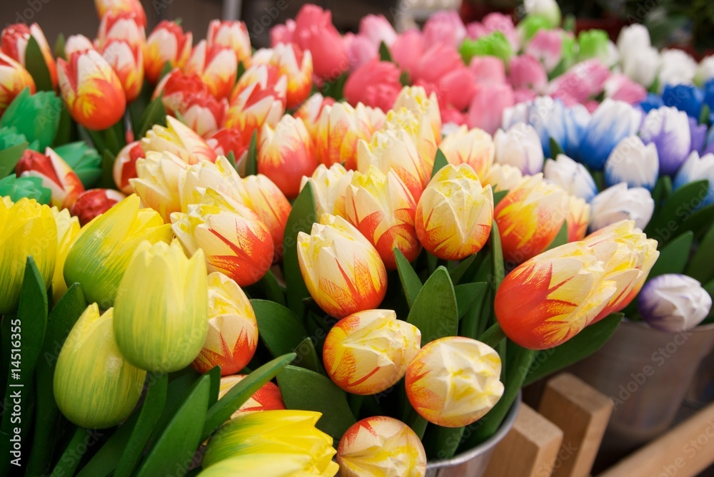 Fototapeta premium Wooden tulips
