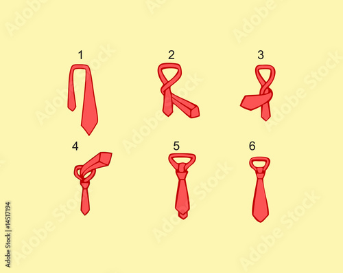 Tie. The four-in-hand knot. Vector illustration