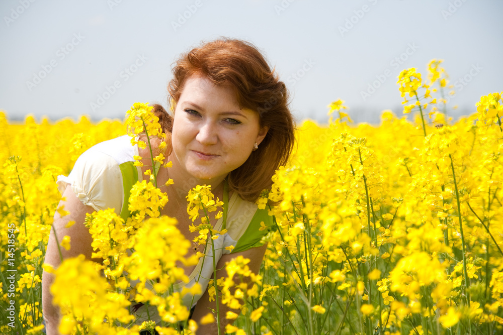 beautiful woman on the rape field
