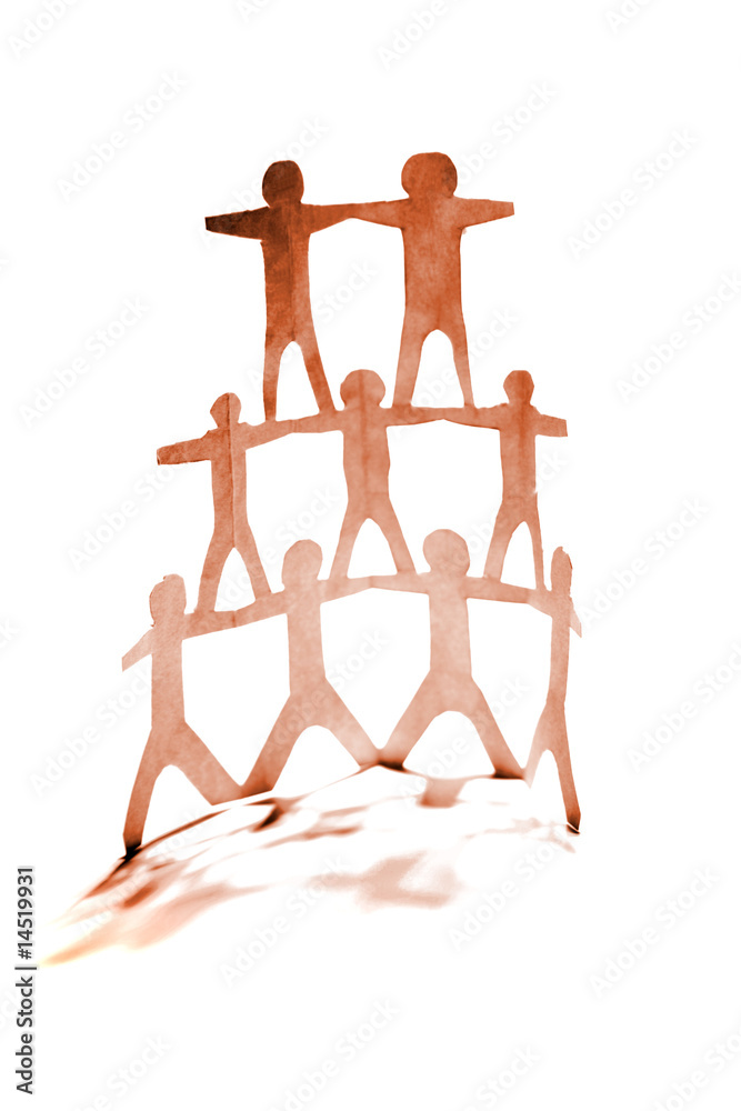 Human pyramid team on white background Human pyramid team on white background