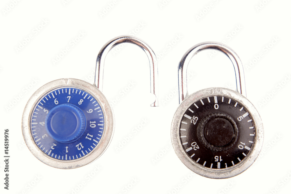 Combination padlocks isolated over white Combination padlocks isolated over white