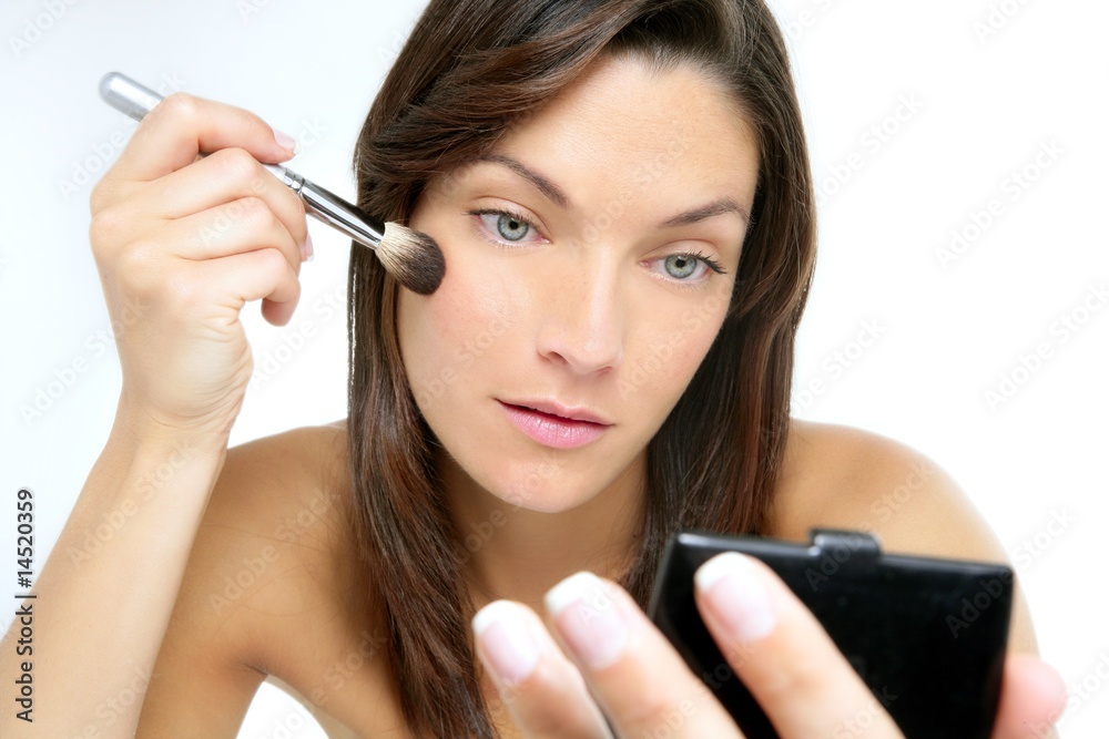 Beautiful portrait of woman makeup with brush Beautiful portrait of woman makeup with brush