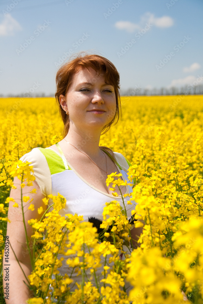 beautiful woman on the rape field