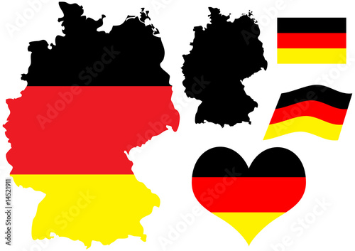 Vector illustration of Germany map with flag and heart