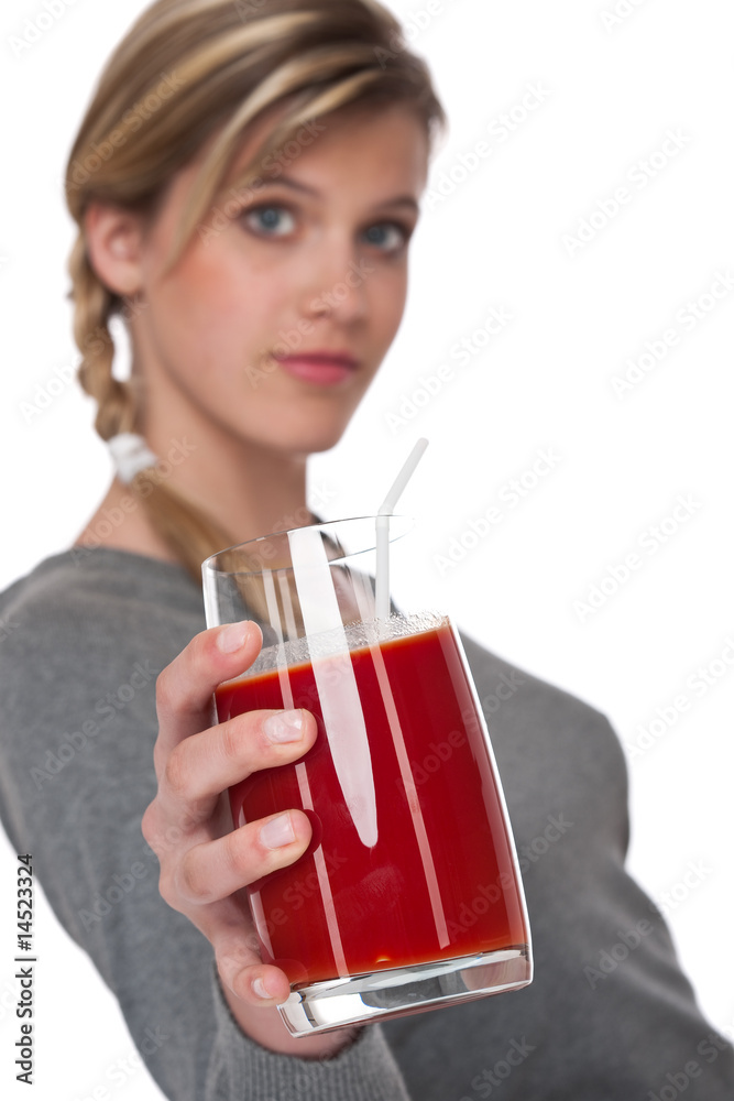 Healthy lifestyle series - Woman holding tomato juice Healthy lifestyle series - Woman holding tomato juice