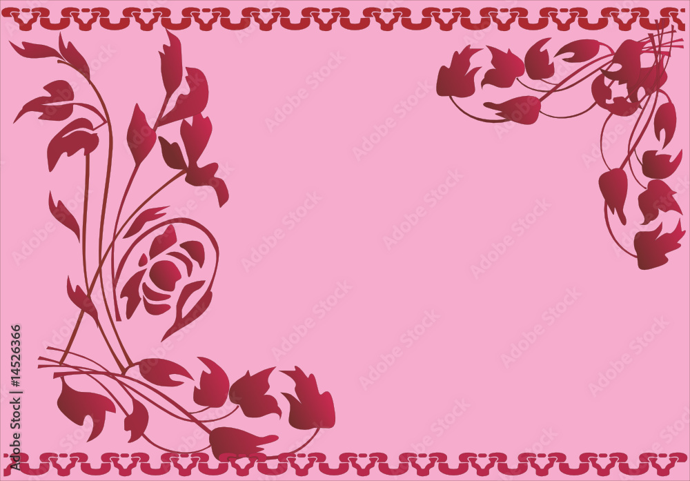 dark red floral frame on pink