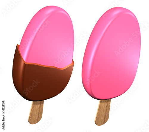 icecream on stick, fruit in chocolate, rose