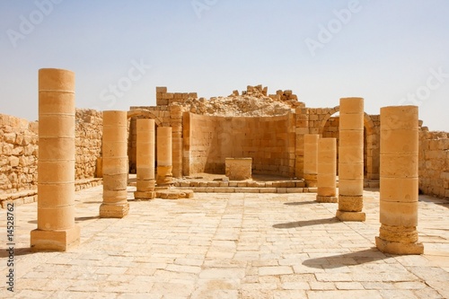 Colonnade of the ruins of ancient temple in Ovdat, Israel