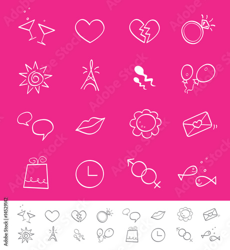 Dating, love & social icons. Icons for web and magazines.