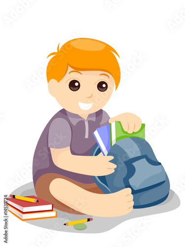 Child preparing School Bag