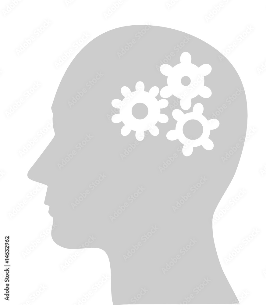 Illustration of cogs or gears in human head, vector Illustration of cogs or gears in human head, vector