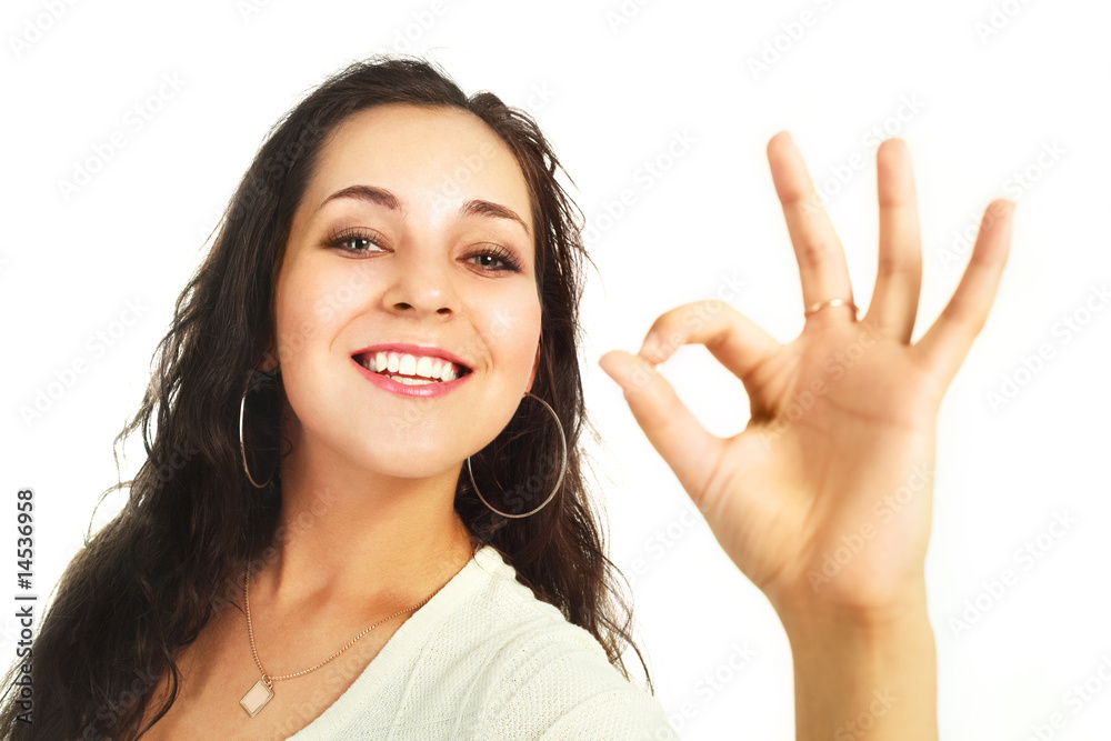 girl showing the OK sign girl showing the OK sign