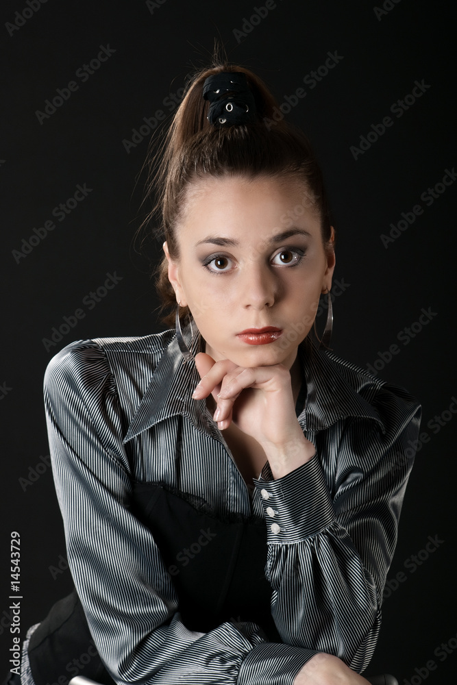 Portrait of girl with lean on hers arm