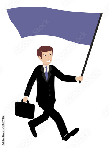 happy businessman leader with flag