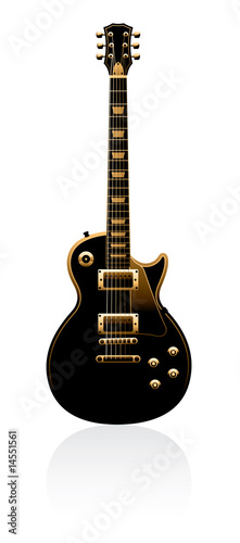 gold electric guitar