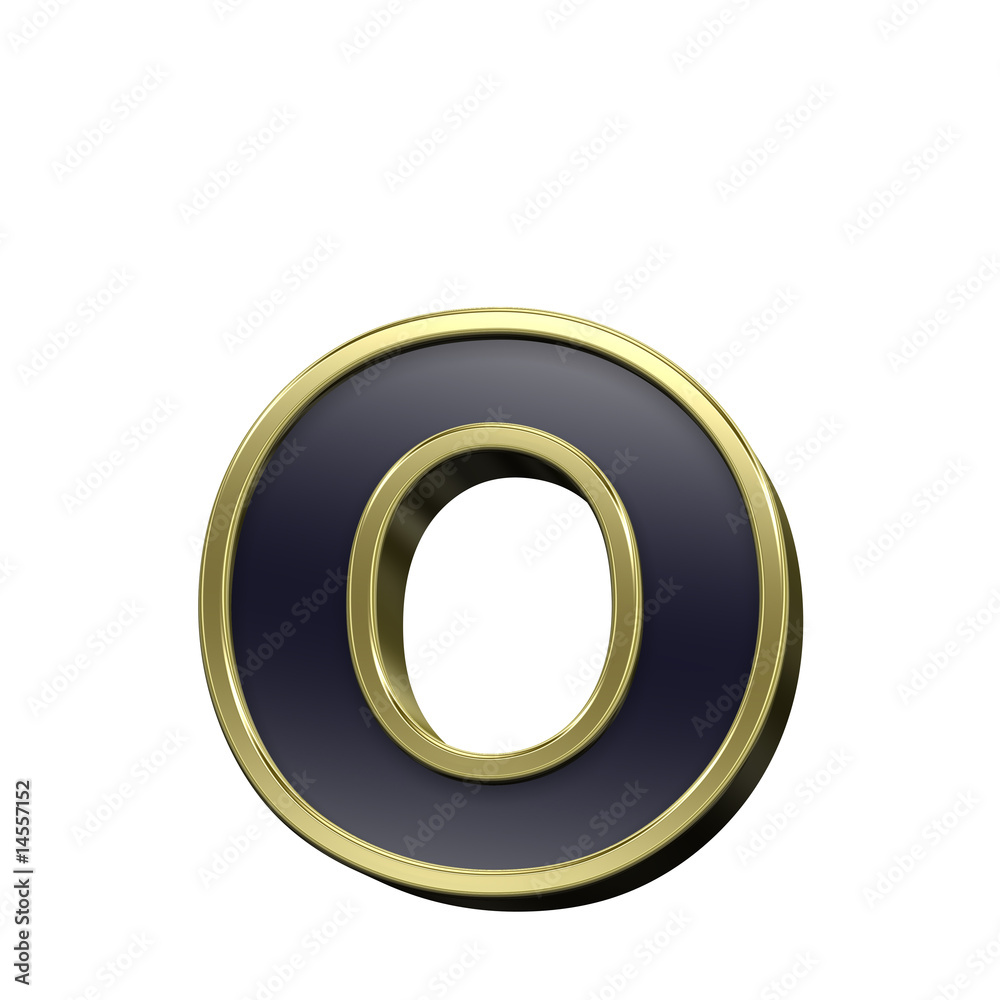 One lower case letter from black with gold frame alphabet set One lower case letter from black with gold frame alphabet set