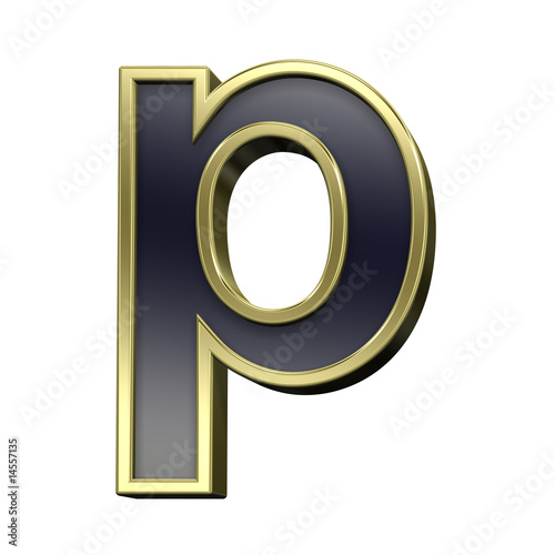 One lower case letter from black with gold frame alphabet set