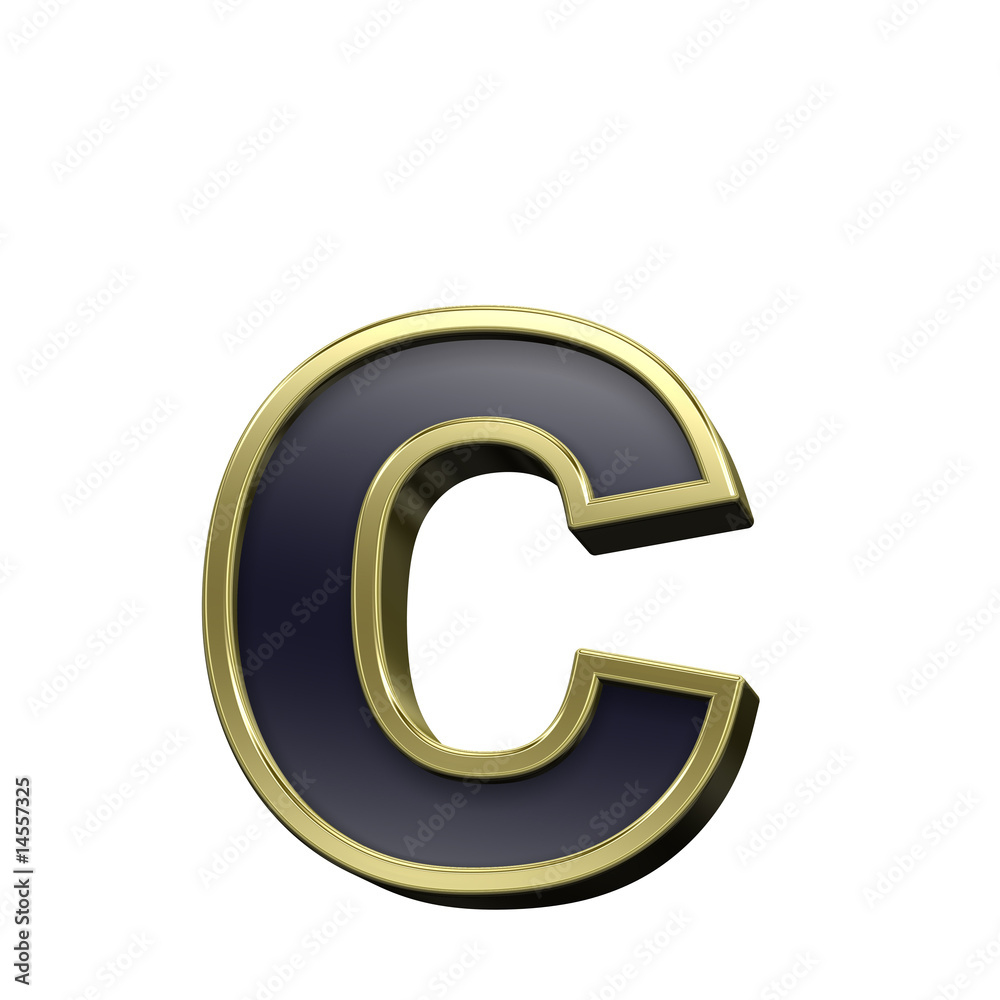 One lower case letter from black with gold frame alphabet set One lower case letter from black with gold frame alphabet set
