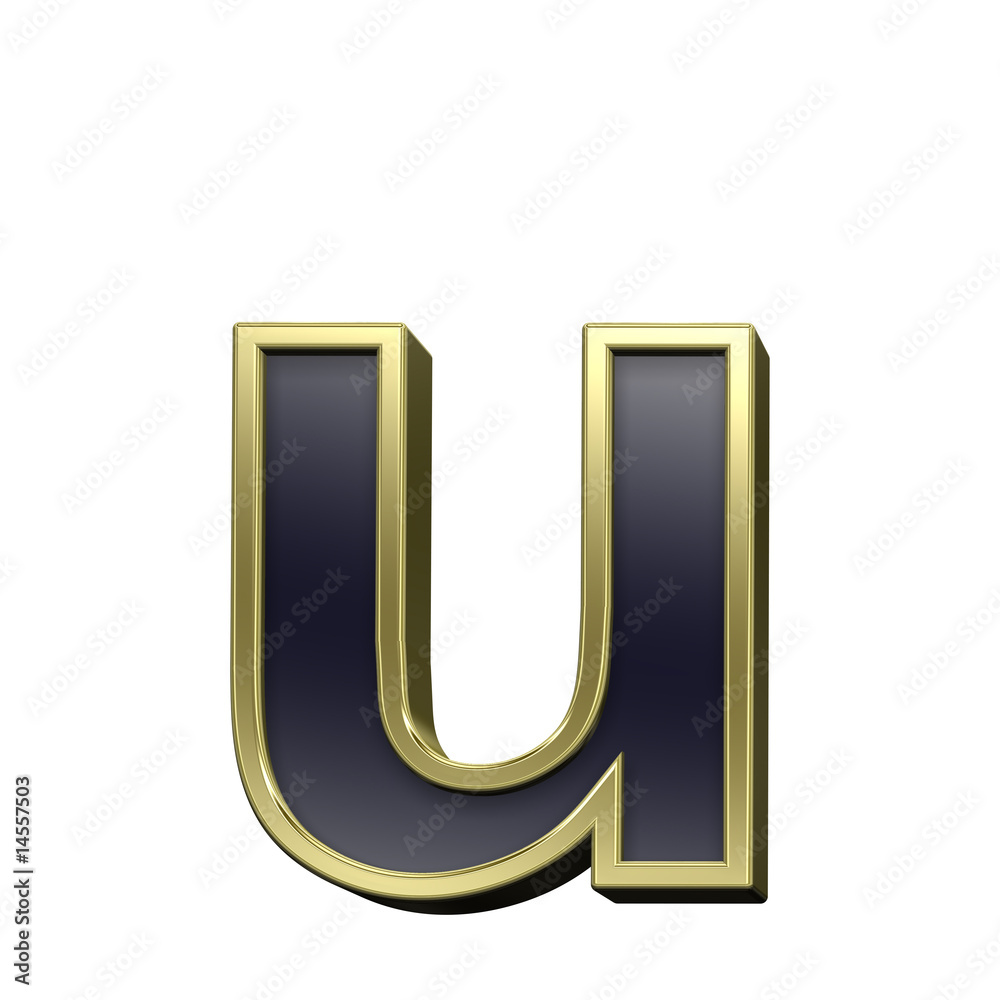 One lower case letter from black with gold frame alphabet set One lower case letter from black with gold frame alphabet set