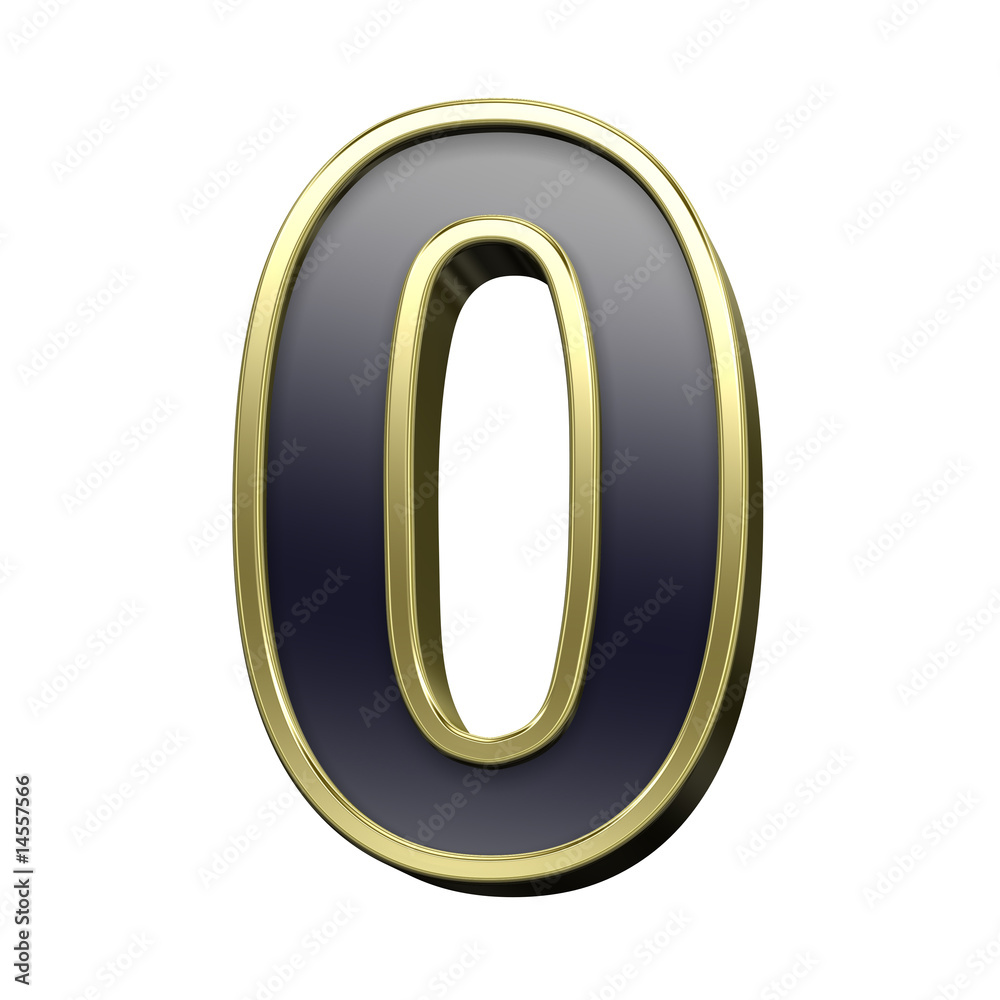 One digit from black with gold shiny frame alphabet set One digit from black with gold shiny frame alphabet set