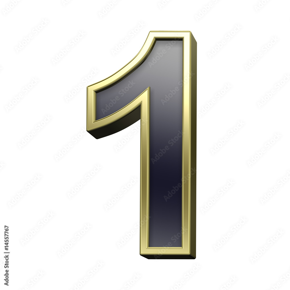 One digit from black with gold shiny frame alphabet set One digit from black with gold shiny frame alphabet set