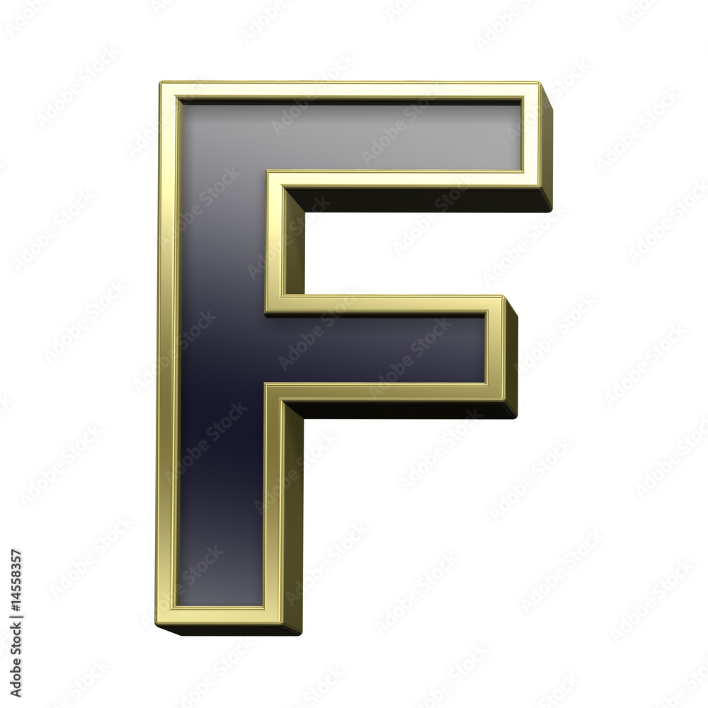 One letter from black with gold shiny frame alphabet set. One letter from black with gold shiny frame alphabet set.
