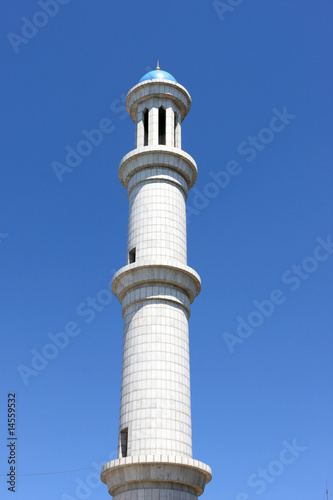 The high marble minaret in Almaty, Kazakhstan