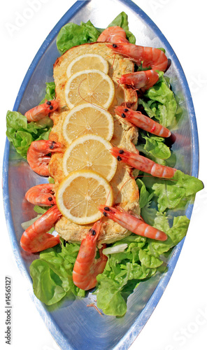 Plat de crevette et terrine de poisson