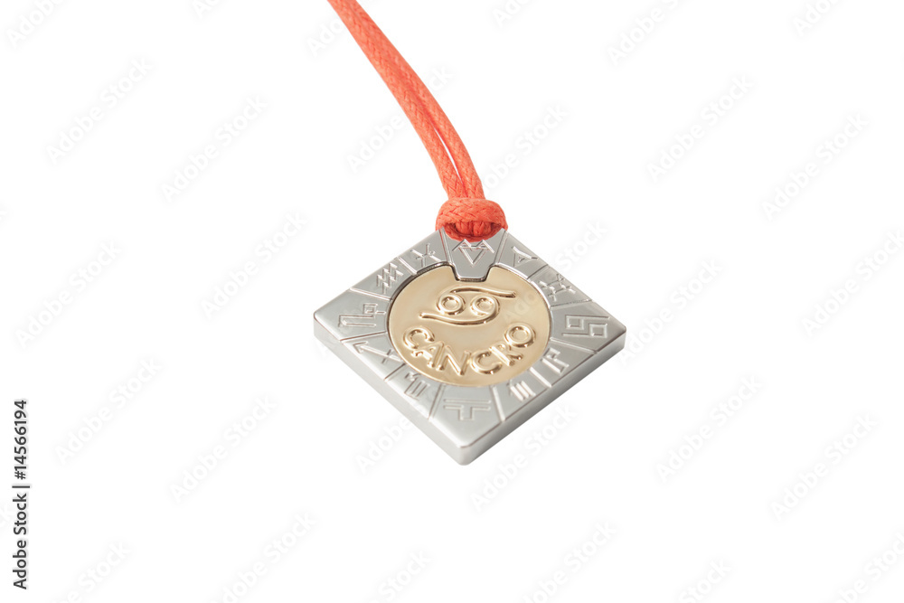 Golden zodiac cancer medallion isolated