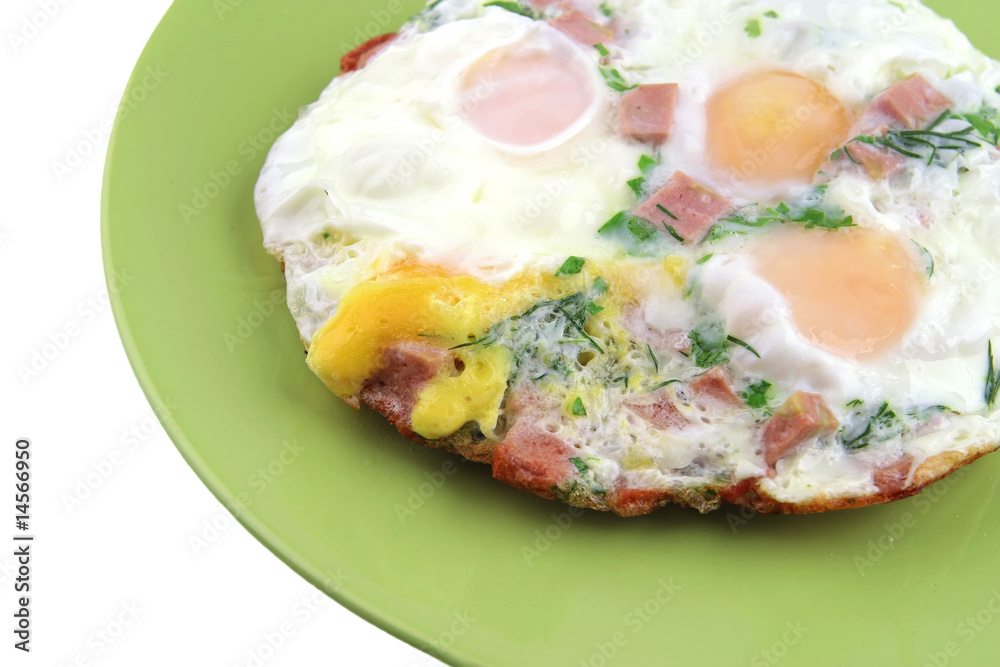 fried eggs close up on dish fried eggs close up on dish