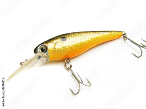 colorful fishing lures on a white background