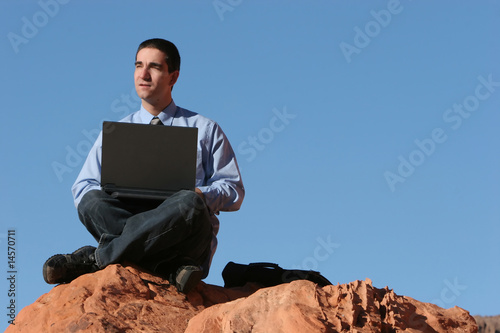 Businessman working on laptop