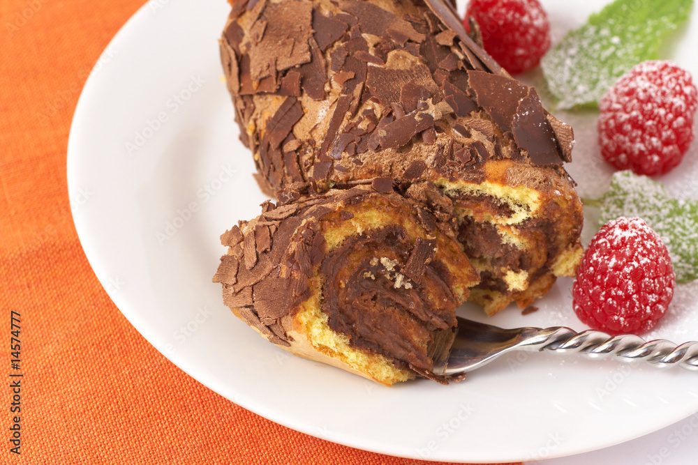 Miniature chocolate swiss roll Miniature chocolate swiss roll