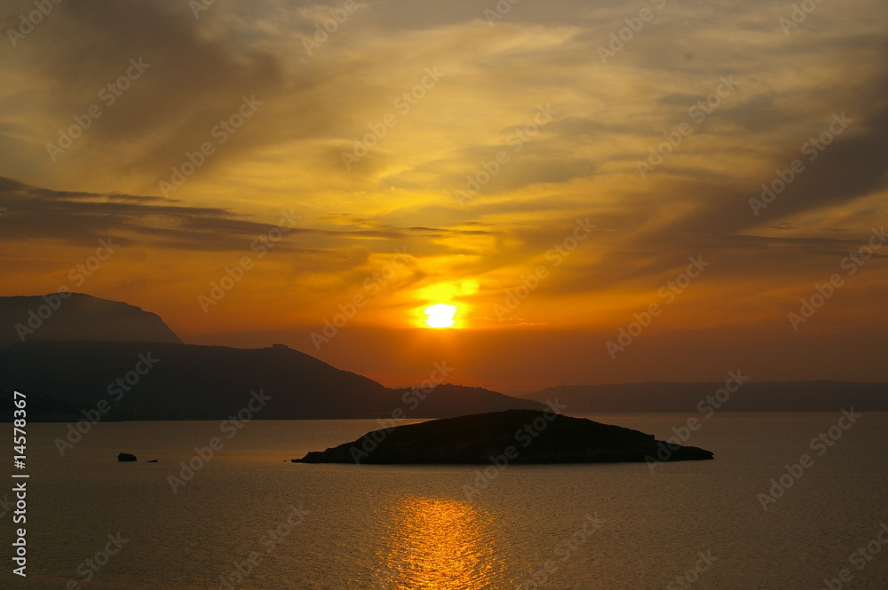 Sunset over Souda Bay, Crete, Greece