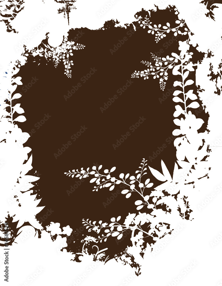 cadre floral noir et blanc