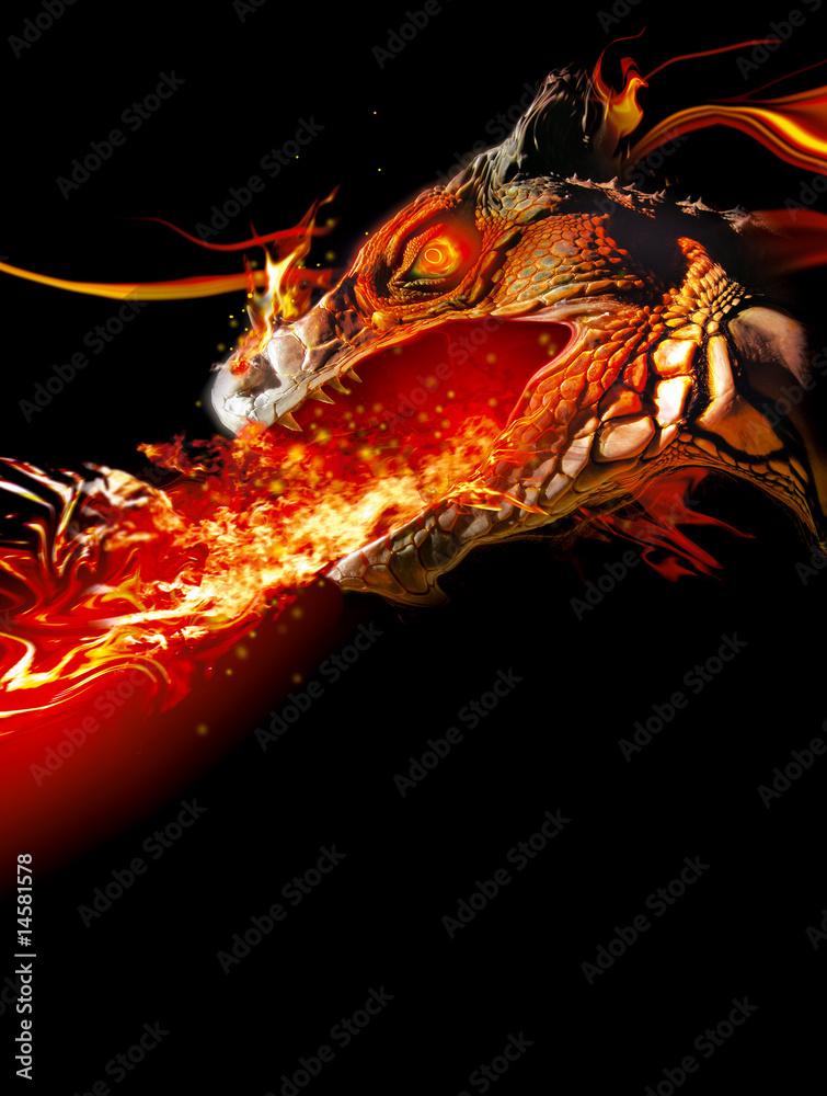 Naklejka premium Fiery dragon