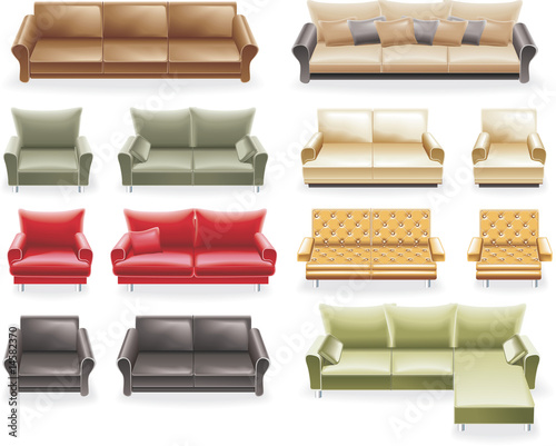Vector furniture icon set. Sofas