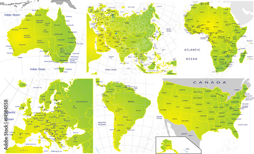 Political map of continents