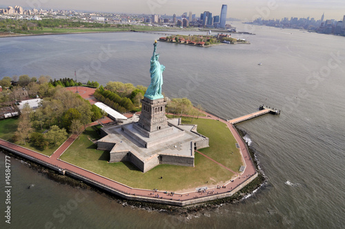 Statue of Liberty. Taking a picture from the sky.