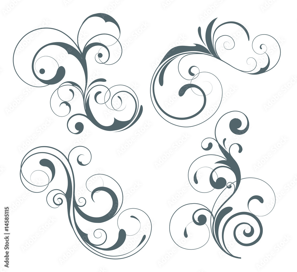 swirling flourishes decorative floral elements swirling flourishes decorative floral elements