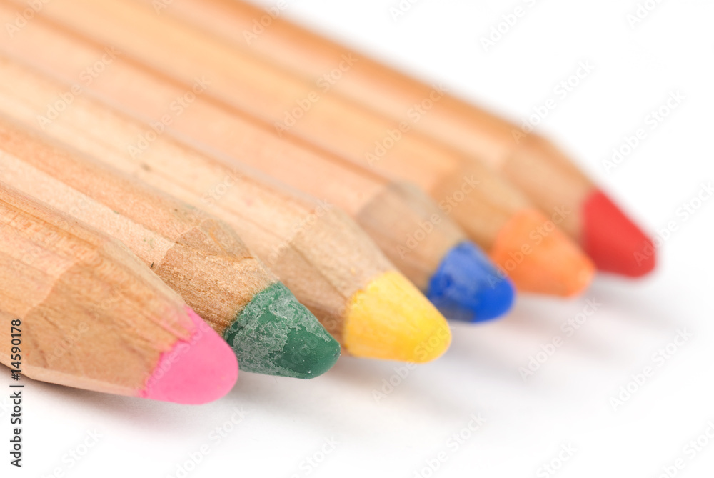 coloured pencils with shadow on white background coloured pencils with shadow on white background